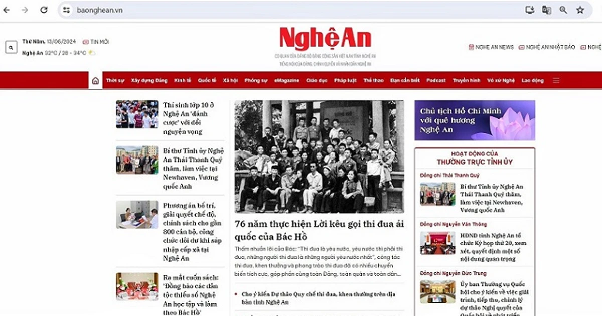 Báo Nghệ An ra mắt giao diện mới báo điện tử và chuyên trang Chủ tịch Hồ Chí Minh với quê hương Nghệ An