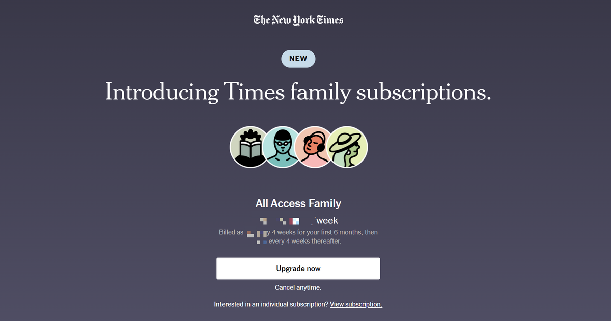 New York Times bổ sung gói dành cho gia đình